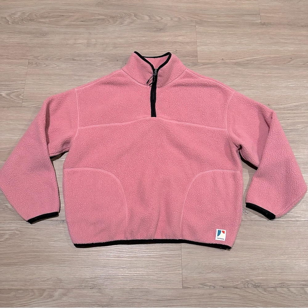 Fleece half-zip pullover in pink from Frank & Oak with in a large.